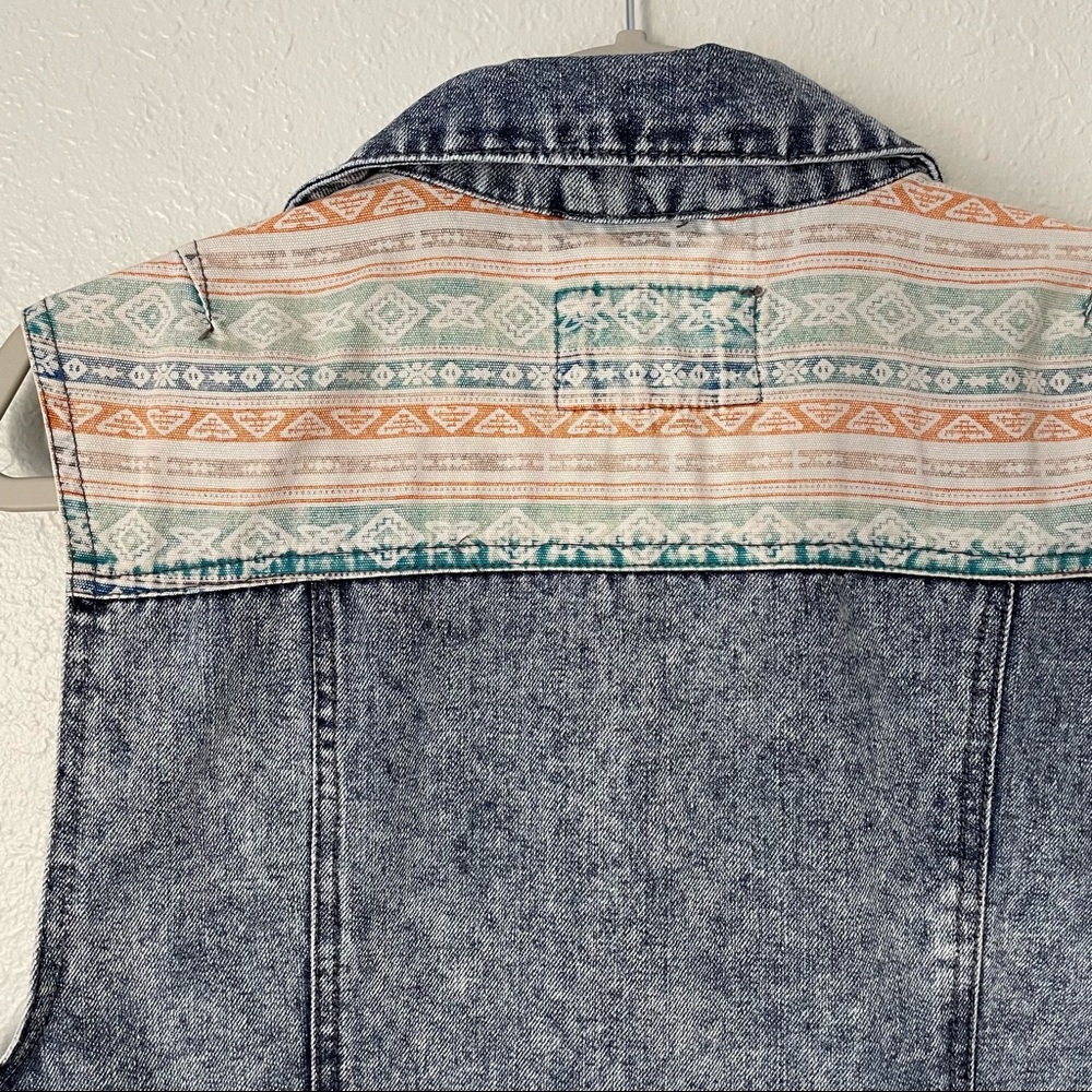Carbon vintage look acid wash distressed denim vest M - Picture 7 of 9